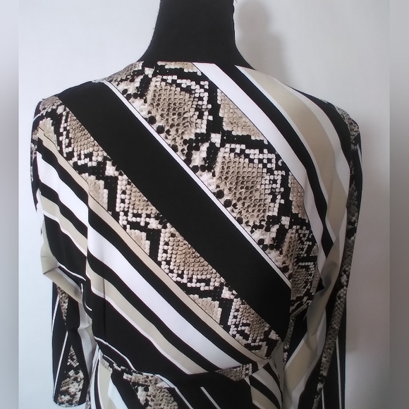 I.N.C Snake Print Stripe V Neck Midi Dress - Picture 5 of 8